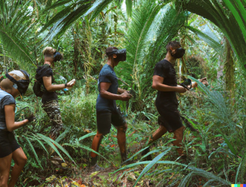 jungle, people, headsets